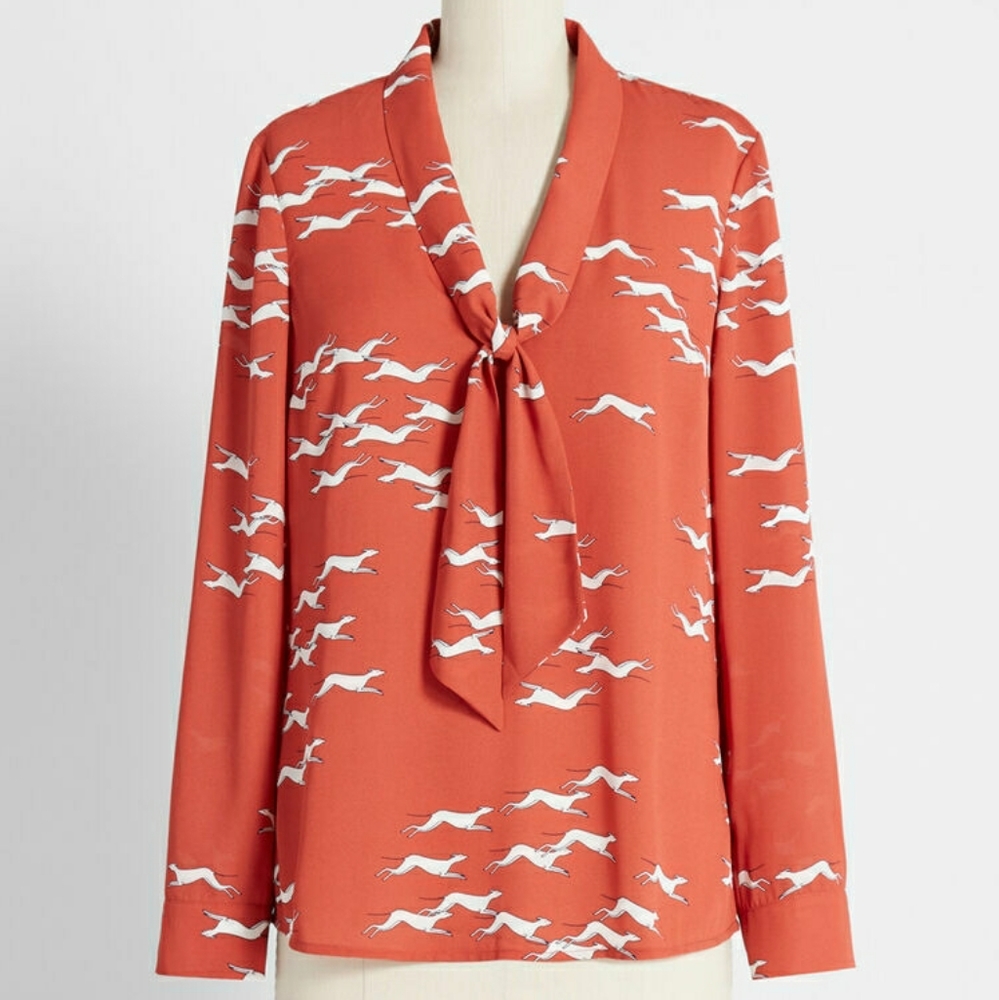 Pleasant confidence tie-neck top